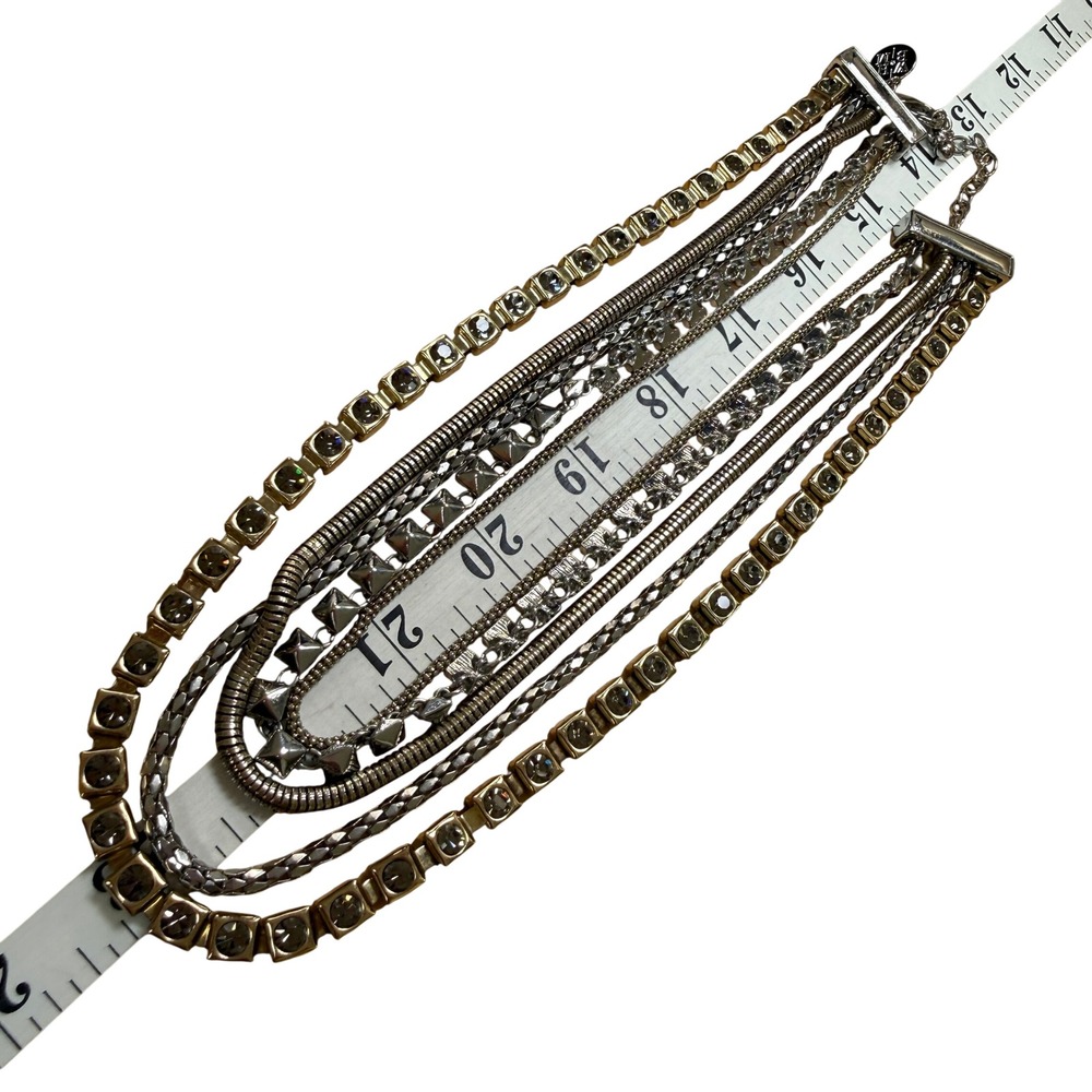 Edgy Glam Mixed Metal Rhinestone Layered Necklace from White House Black Market - Picture 4 of 11